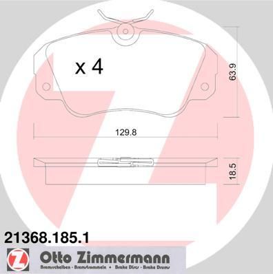 Zimmermann 21368.185.1 комплект тормозных колодок, дисковый тормоз на OPEL OMEGA B (25_, 26_, 27_)