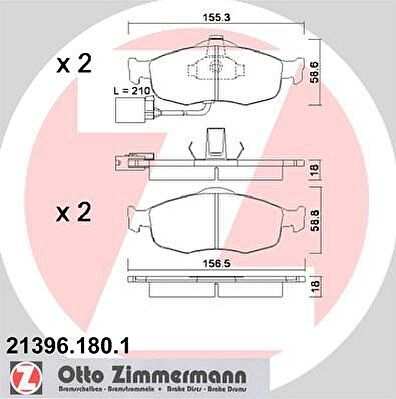 Zimmermann 21396.180.1 комплект тормозных колодок, дисковый тормоз на FORD SCORPIO I (GAE, GGE)