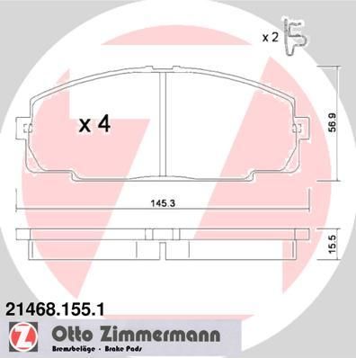 Zimmermann 21468.155.1 комплект тормозных колодок, дисковый тормоз на TOYOTA HIACE IV автобус (LH1_)