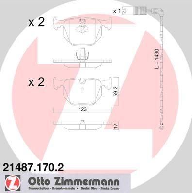 Zimmermann 21487.170.2 комплект тормозных колодок, дисковый тормоз на Z4 (E85)