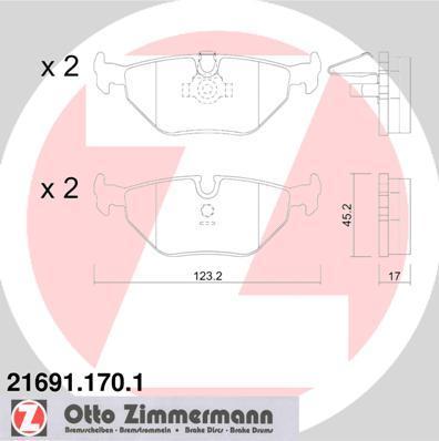 ZIMMERMANN ТОРМ. КОЛОДКИ (E39) ЗАД. (WVA 21691) (21691.170.1)