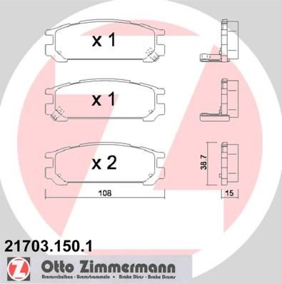 Zimmermann 21703.150.1 комплект тормозных колодок, дисковый тормоз на SUBARU IMPREZA универсал (GF)