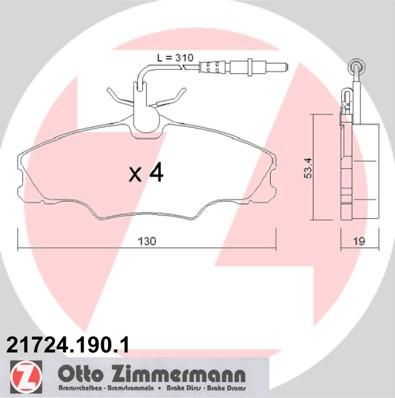 Zimmermann 21724.190.1 комплект тормозных колодок, дисковый тормоз на PEUGEOT 406 Break (8E/F)