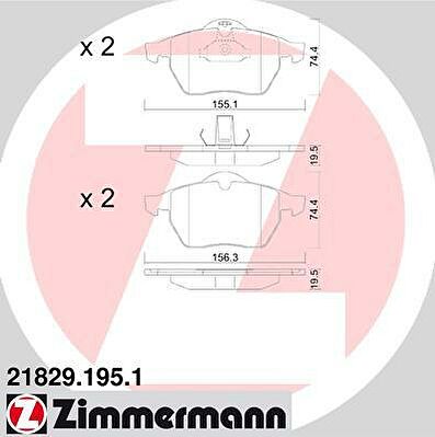 ZIMMERMANN КОЛОДКИ ТОРМ OPL CALIBRA 2,0/2,5 9/94-> ,VECTRA 2,0-16V/2,5IV6 ПЕР 11/95-> (21829.195.1)