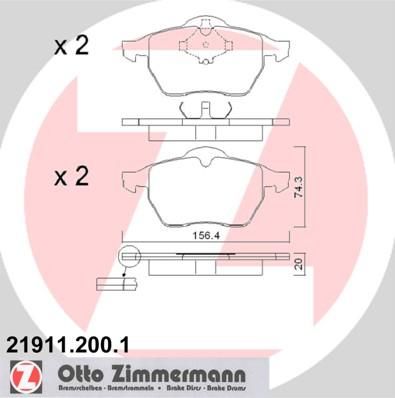 Zimmermann 21911.200.1 комплект тормозных колодок, дисковый тормоз на VW PASSAT Variant (3A5, 35I)