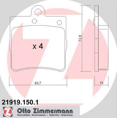 ZIMMERMANN ТОРМ. КОЛОДКИ W202,210,203,170 ЗАД. (WVA 21919) ОДНО УХО (21919.150.1)