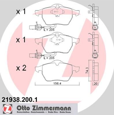 ZIMMERMANN Колодки торм. пер. AUDIA6/Passat B5 98-06 (4B0698151H, 21938.200.1)