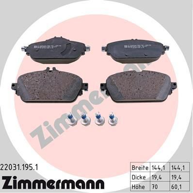 Zimmermann 22031.195.1 комплект тормозных колодок, дисковый тормоз на MERCEDES-BENZ E-CLASS (W213)