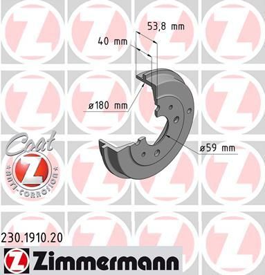 Zimmermann 230.1910.20 тормозной барабан на FIAT PUNTO (188)