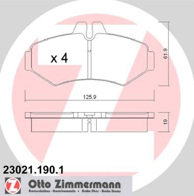 ZIMMERMANN КОЛОДКИ ТОРМ.ЗАД. MERCEDES W463 G270-G500 9/94-> ,SPRINTER 2-T/3-T 2/95-4/00 ,VW LT 28-35 II 2,3/2,5 (23021.190.1)