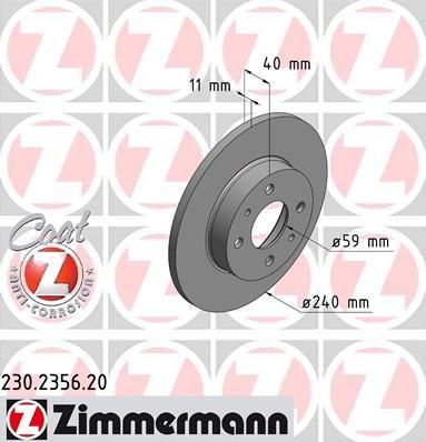 Zimmermann 230.2356.20 тормозной диск на FIAT TIPO (160)