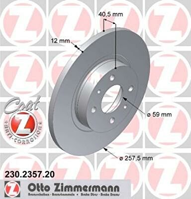 Zimmermann 230.2357.20 тормозной диск на FIAT BRAVA (182)