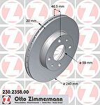 Zimmermann 230.2358.00 тормозной диск на FIAT UNO (146A/E)