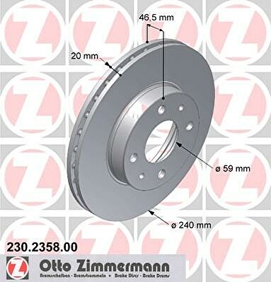 Zimmermann 230.2358.00 тормозной диск на FIAT UNO (146A/E)