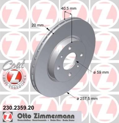 Zimmermann 230.2359.20 тормозной диск на FIAT MAREA Weekend (185)