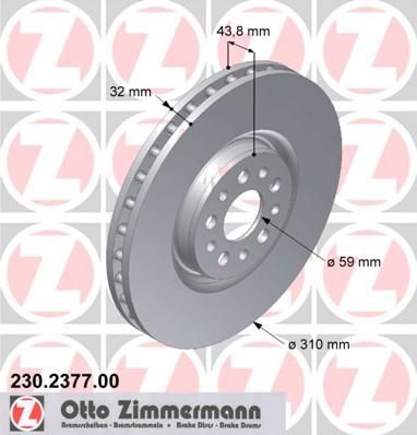 Zimmermann 230.2377.00 тормозной диск на FIAT ULYSSE (179AX)