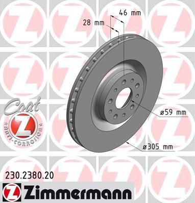 Zimmermann 230.2380.20 тормозной диск на FIAT DOBLO c бортовой платформой/ходовая часть (263)