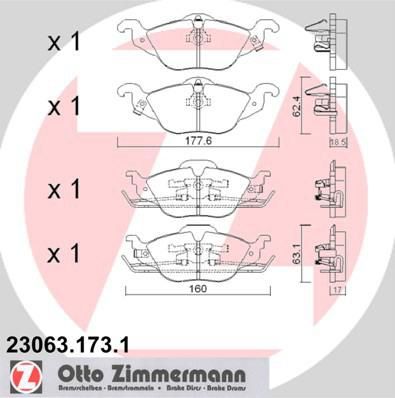 ZIMMERMANN ТОРМОЗНЫЕ КОЛОДКИ ПЕР OPEL ASTRA G 98- (23063.173.1)