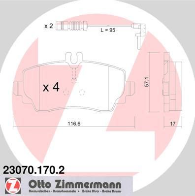 Zimmermann 23070.170.2 комплект тормозных колодок, дисковый тормоз на MERCEDES-BENZ A-CLASS (W168)