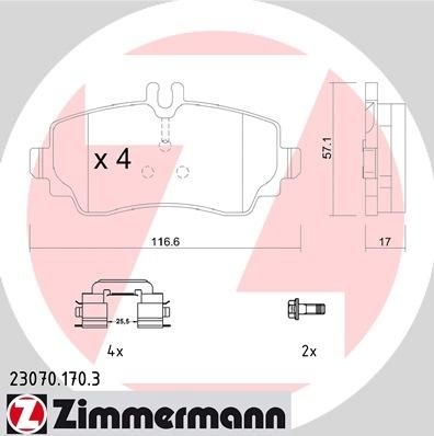 Zimmermann 23070.170.3 комплект тормозных колодок, дисковый тормоз на MERCEDES-BENZ A-CLASS (W168)