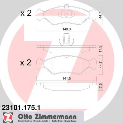 Zimmermann 23101.175.1 комплект тормозных колодок, дисковый тормоз на FORD FIESTA фургон (FVD)