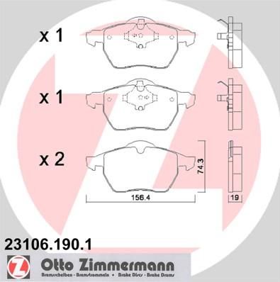 Zimmermann 23106.190.1 комплект тормозных колодок, дисковый тормоз на VOLVO S70 (LS)