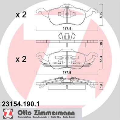 ZIMMERMANN ТОРМОЗНЫЕ КОЛОДКИ ПЕР FORD FOCUS (98-) (23154.190.1)