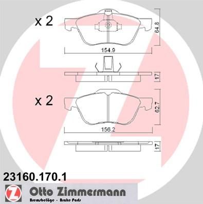 Zimmermann 23160.170.1 комплект тормозных колодок, дисковый тормоз на NISSAN PRIMERA Traveller (WP11)