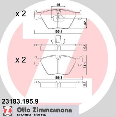 Zimmermann 23183.195.9 комплект тормозных колодок, дисковый тормоз на 3 кабрио (E46)