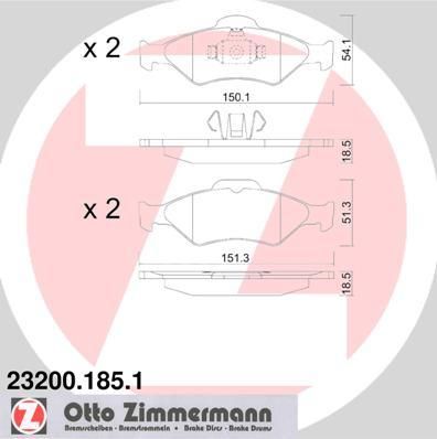 Zimmermann 23200.185.1 комплект тормозных колодок, дисковый тормоз на FORD FIESTA IV (JA_, JB_)