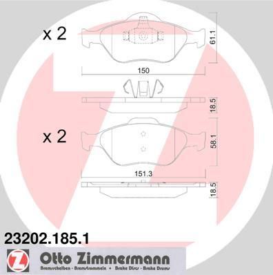 ZIMMERMANN Комплект тормозных колодок, диско (23202.185.1)