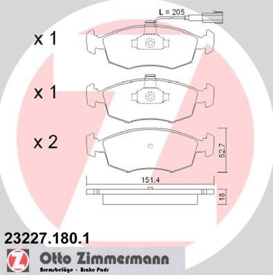 Zimmermann 23227.180.1 комплект тормозных колодок, дисковый тормоз на FIAT ALBEA (178_)