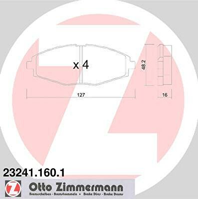 Zimmermann 23241.160.1 комплект тормозных колодок, дисковый тормоз на DAEWOO MATIZ (KLYA)