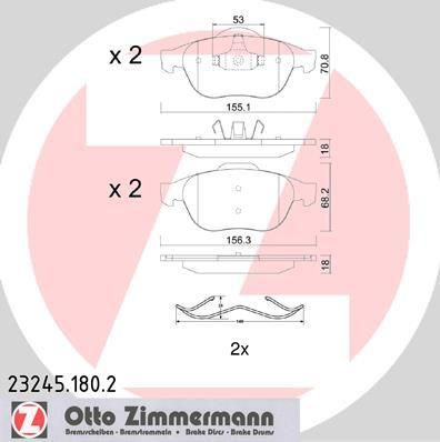 Zimmermann 23245.180.2 комплект тормозных колодок, дисковый тормоз на RENAULT LAGUNA II (BG0/1_)