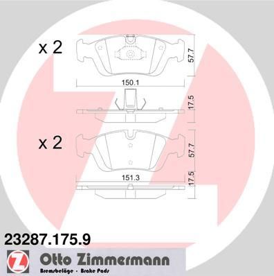 Zimmermann 23287.175.9 комплект тормозных колодок, дисковый тормоз на 3 кабрио (E46)