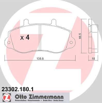 Zimmermann 23302.180.1 комплект тормозных колодок, дисковый тормоз на OPEL MOVANO Combi (J9)