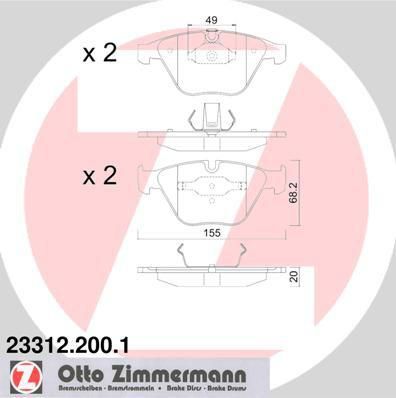 ZIMMERMANN КОЛОДКИ ТОРМ (E-60/61/63/64/65) ПЕР M54 АКПП (23312.200.1)