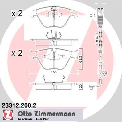 Zimmermann 23312.200.2 комплект тормозных колодок, дисковый тормоз на 5 (E60)