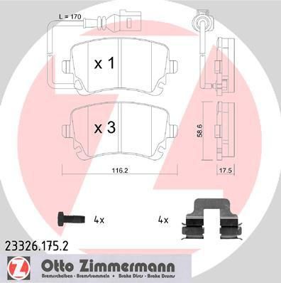 Zimmermann 23326.175.2 комплект тормозных колодок, дисковый тормоз на VW MULTIVAN V (7HM, 7HN, 7HF, 7EF, 7EM, 7EN)