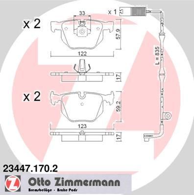 Zimmermann 23447.170.2 комплект тормозных колодок, дисковый тормоз на 7 (E65, E66, E67)