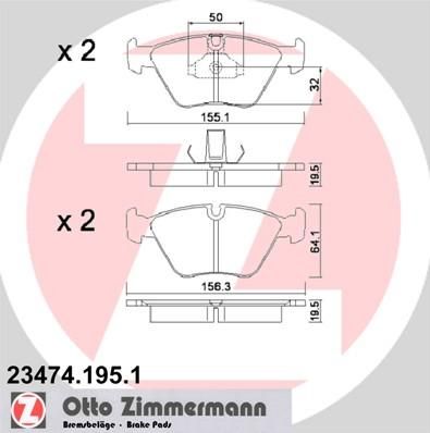 Zimmermann 23474.195.1 комплект тормозных колодок, дисковый тормоз на Z4 (E85)