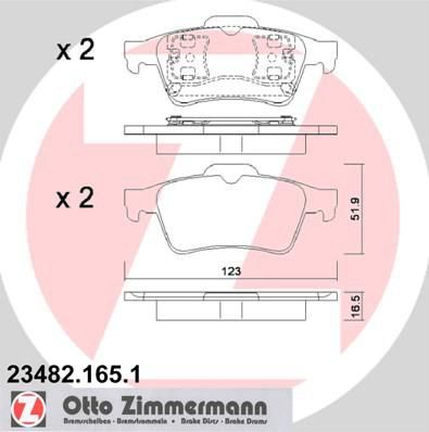 ZIMMERMANN КОЛОДКИ ТОРМ REN LAGUNA 01-/NIS PRIMERA 02- ЗАД (23482.165.1)