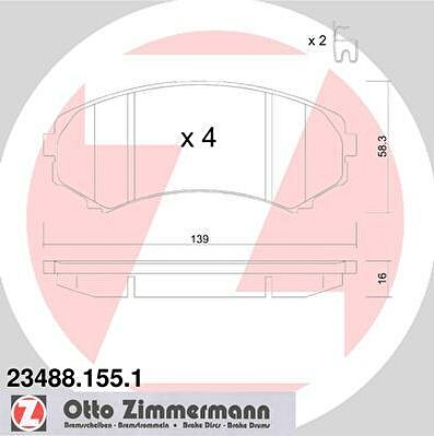 ZIMMERMANN Колодки торм.пер. (23488.155.1)