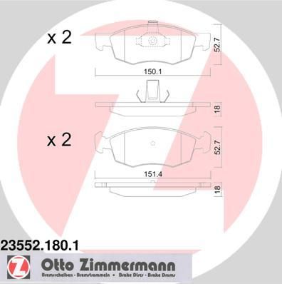 Zimmermann 23552.180.1 комплект тормозных колодок, дисковый тормоз на FIAT DOBLO Cargo (223)