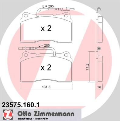 Zimmermann 23575.160.1 комплект тормозных колодок, дисковый тормоз на PEUGEOT 607 (9D, 9U)