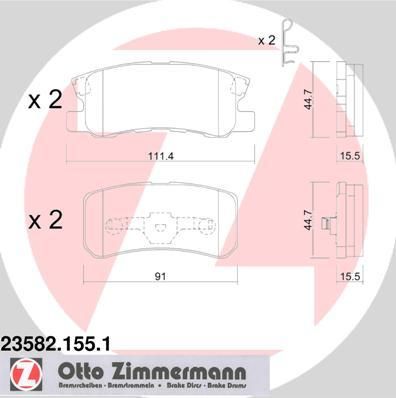 ZIMMERMANN Комплект тормозных колодок, диско (23582.155.1)