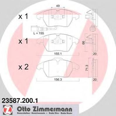 ZIMMERMANN Колодки торм. пер. VW Passat 05-/Audi A3 03- (3C0 698 151 C, 23587.200.1)