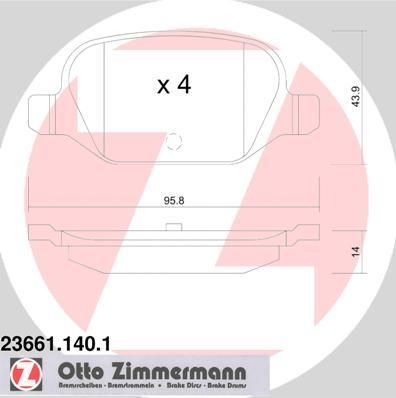 Zimmermann 23661.140.1 комплект тормозных колодок, дисковый тормоз на FIAT PANDA (169)