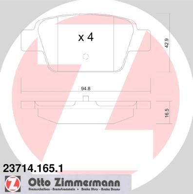 ZIMMERMANN Комплект тормозных колодок, диско (23714.165.1)