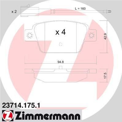 Zimmermann 23714.175.1 комплект тормозных колодок, дисковый тормоз на FIAT BRAVO II (198)